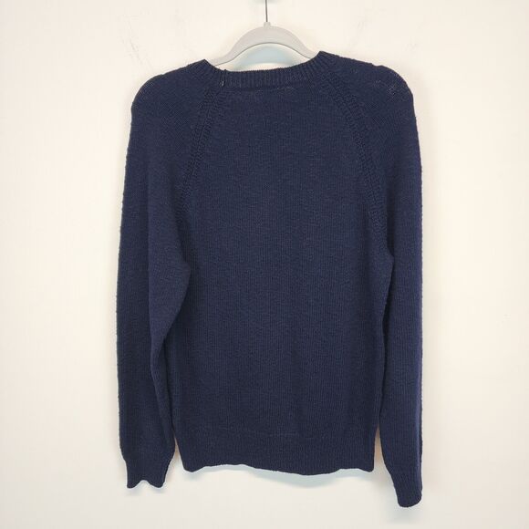 J.Crew Crewneck Pullover Sweater Size M Dark Blue 100% Cotton Preppy Classic Dad - Picture 2 of 12